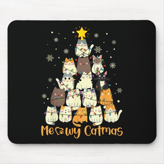 Mousepad Meowy Catmas Árvore de Natal Xmas Meninas Fu (Frente)