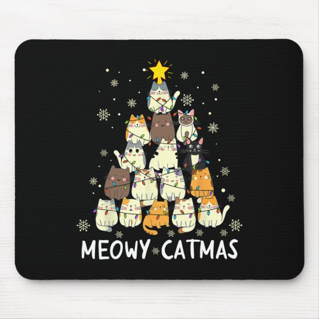Mousepad Meowy Catmas Árvore de Natal Xmas Meninas Fu (Frente)