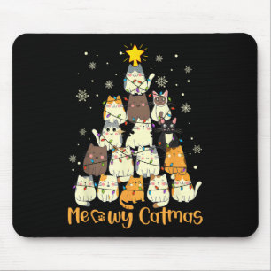 Mousepad Meowy Catmas Gato Árvore de Natal Xmas Meninas Men