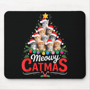 Mousepad Meowy Catmas Gato Árvore de Natal Xmas Meninas Men
