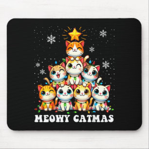 Mousepad Meowy Catmas Luzes Divertidas de Árvore de Natal G
