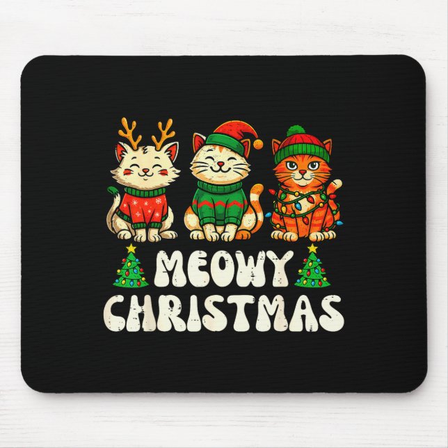 Mousepad Meowy Christmas Funny Cat Xmas Kitten Cat Lover Me (Frente)