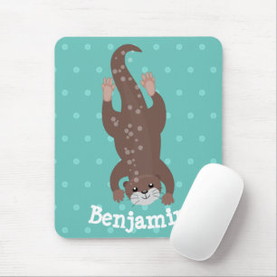 Mousepad Mergulho de lontra bonito na ilustração de desen