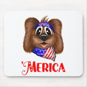 Mousepad Merica Cute Dog, Pup Patriótico