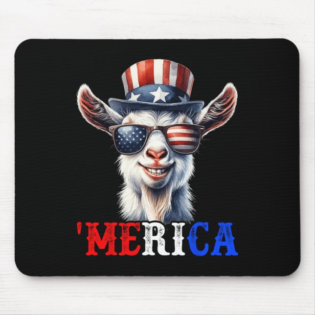 Mousepad Merica Goat Patriótico 4 De Julho Crianças Engraça (Frente)