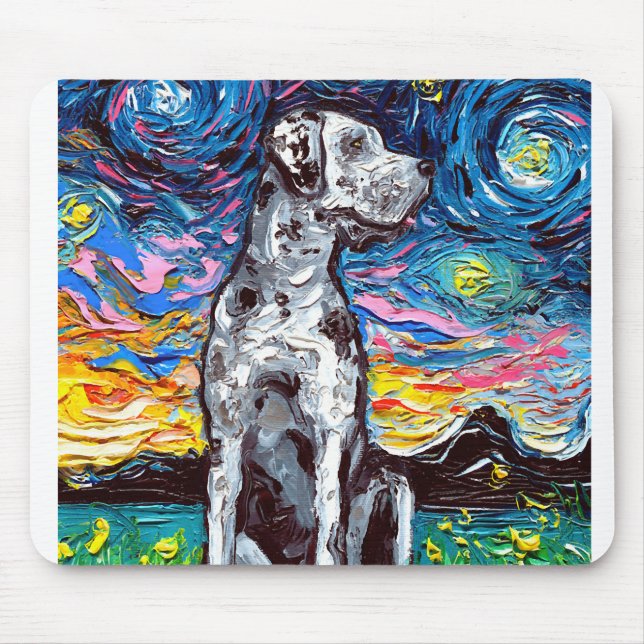 Mousepad Merle Great Dane Starry Night Impressionista (Frente)
