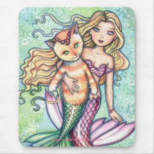 Mousepad Mermaid Cat Kitty Suporte de Mouse por Molly Harri