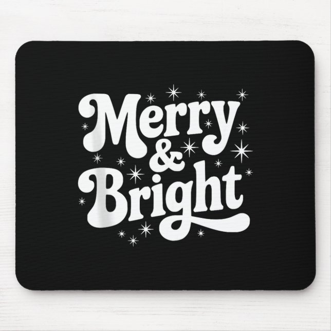 Mousepad Merry &amp; Bright Retro Christmas Groovy Holiday  (Frente)