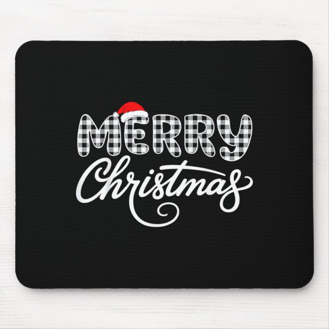 Mousepad Merry Christmas Buffalo Black And White  (Frente)