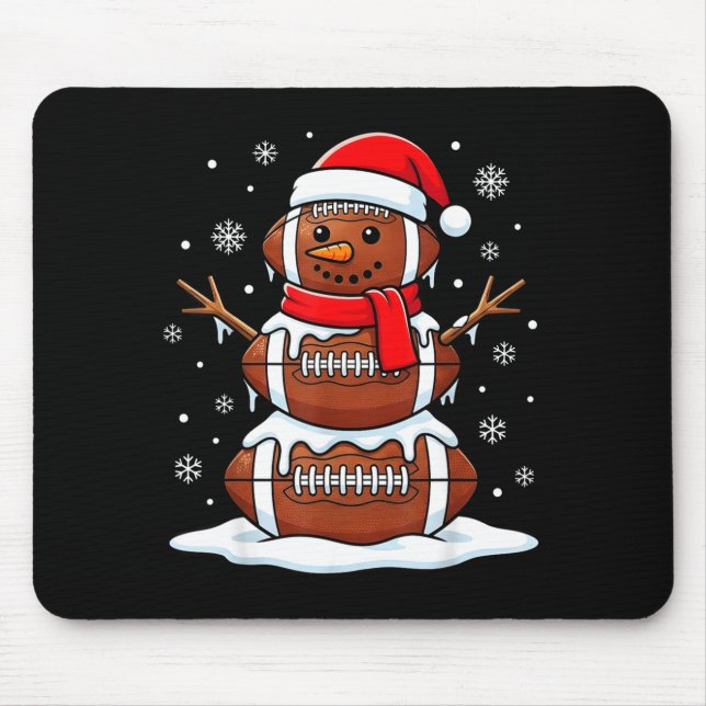Mousepad Merry Christmas Football Snowman Holiday Srts Xmas (Frente)