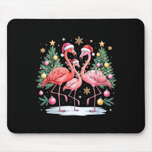 Mousepad Merry Christmas Hat Santa Flamingo Light Christmas (Frente)