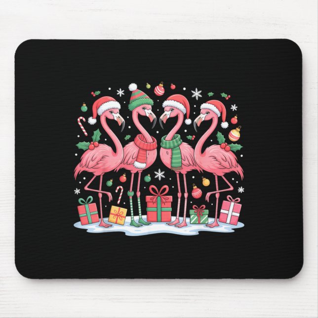 Mousepad Merry Christmas Hat Santa Flamingo Light Christmas (Frente)