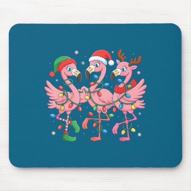 Mousepad Merry Christmas Hat Santa Flamingo Light Christmas (Frente)