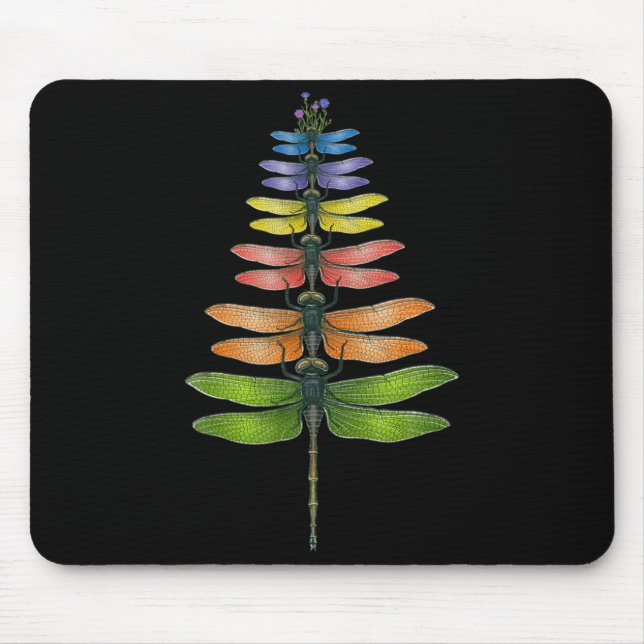 Mousepad Merry Christmas Insect Dragonfly Xmas Tree  (Frente)