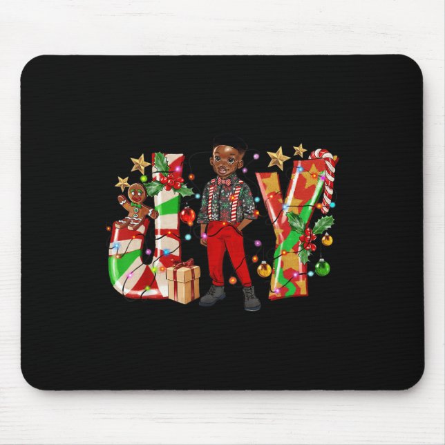 Mousepad Merry Christmas Joy Afro Black Boy African America (Frente)