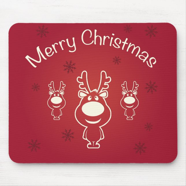 Mousepad Merry Christmas Reindeers (Frente)