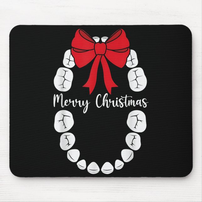 Mousepad Merry Christmas Teeth Wreath Dental Christmas Shir (Frente)