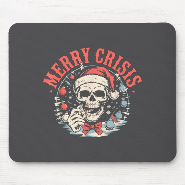 Mousepad Merry Crisis Dark Humor Sarcastic Christmas Goth P (Frente)