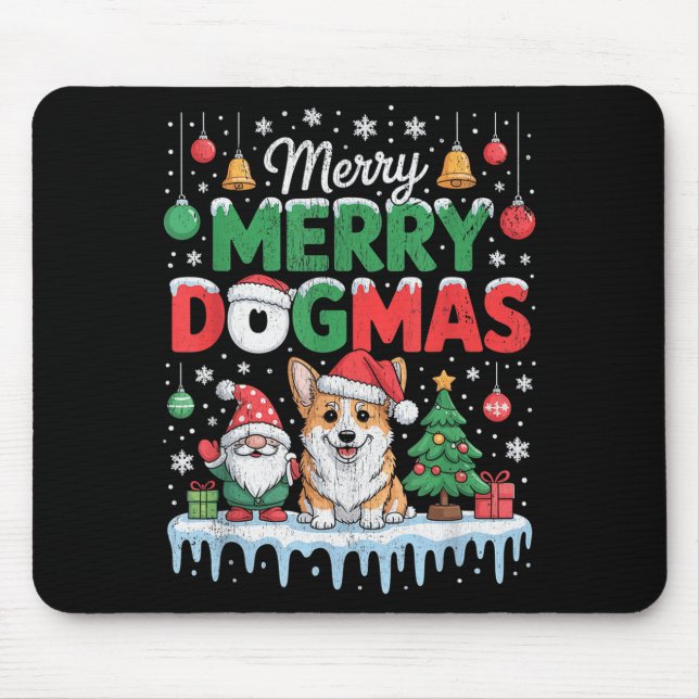Mousepad Merry Dogmas Funny Dog Santa Hat Christmas Xmas  (Frente)