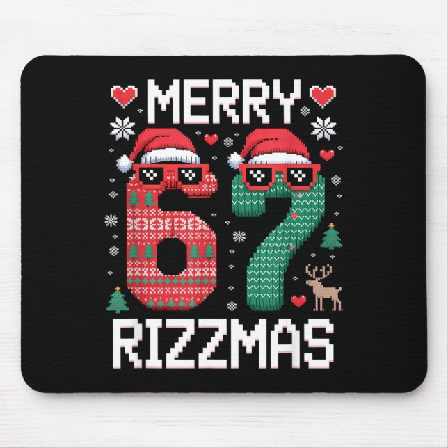 Mousepad Merry Rizzmas 67 Knitted Sweater Sungles Funny  (Frente)