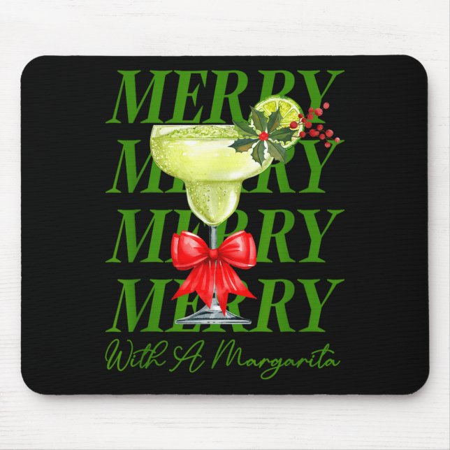 Mousepad Merry With A Margarita Christmas Drinking Margarit (Frente)