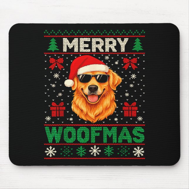 Mousepad Merry Woofmas Ugly Christmas Jumper Xmas Dog Lover (Frente)