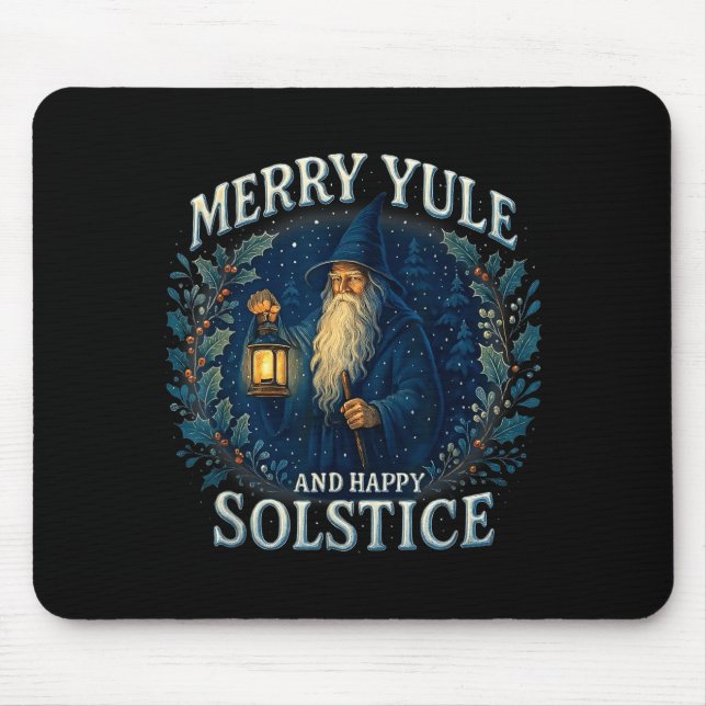 Mousepad Merry Yule And Happy Solstice Mystic Winter Quote  (Frente)