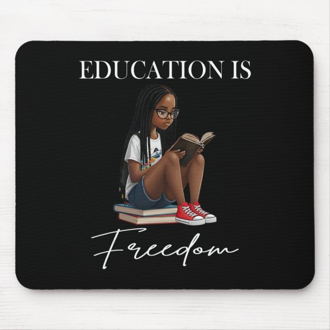 Mousepad Mês da História Negra Educação É Livros Liberdade  (Frente)