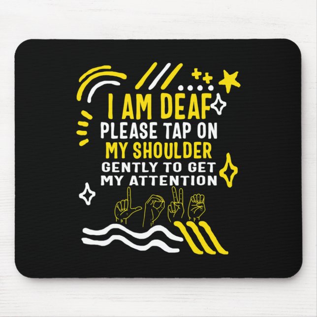 Mousepad Mês de consciência Eu sou surdo Bato no meu ombro  (Frente)