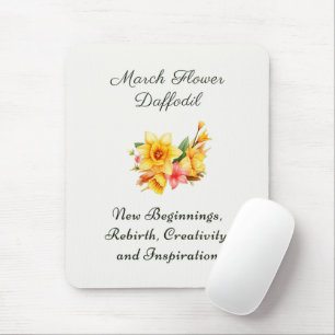 Mousepad Mês de Nascimento de Março Flor Daffodil Nasciment