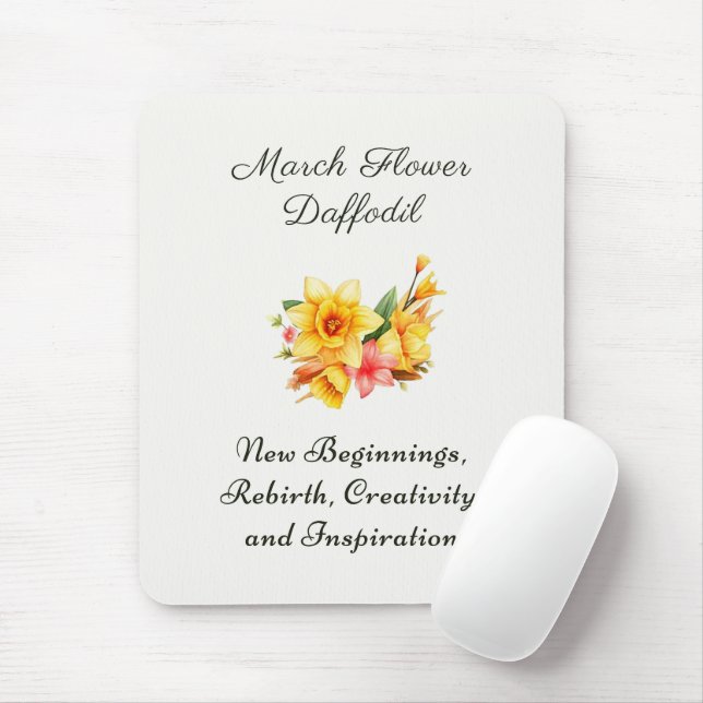 Mousepad Mês de Nascimento de Março Flor Daffodil Nasciment (Com mouse)