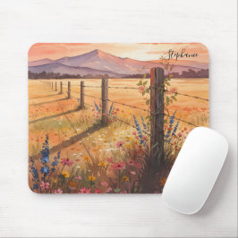 Mousepad Mesa de Flores Silvestres Personalizada ao Pôr do 