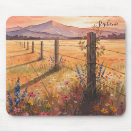 Mousepad Mesa de Flores Silvestres Personalizada ao Pôr do 