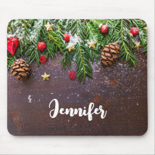 Mousepad Mesa de Natal russa com pinheiro e neve