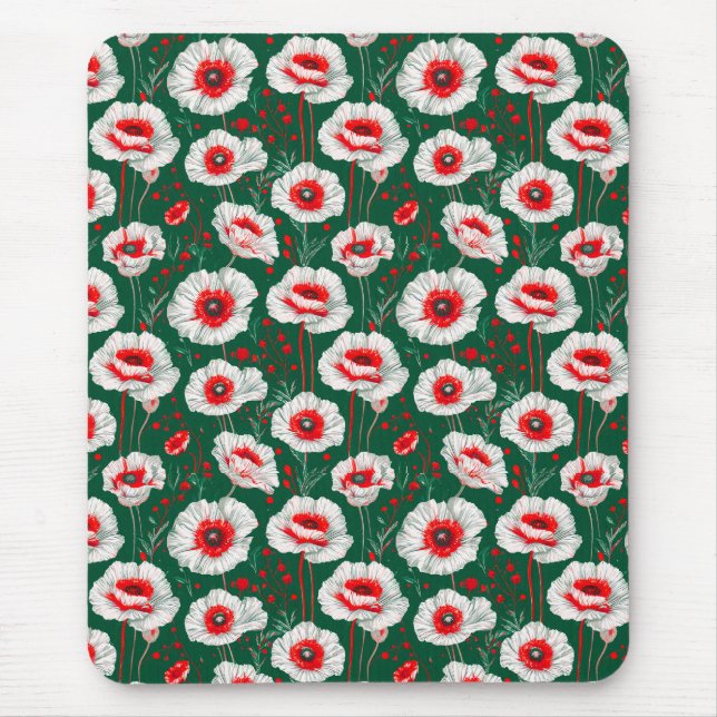Mousepad 🌸 Mesa Floral Papoula Branca 🌸 (Frente)