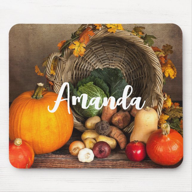 Mousepad Mesa rustica de Ação de Graças e colheita abundant (Frente)