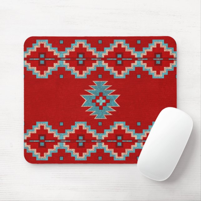 Mousepad Mesas do Sudoeste Vermelho e Turquesa (Com mouse)