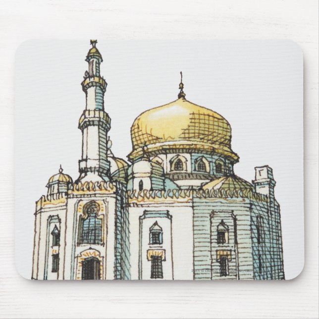 Mousepad Mesquita com a abóbada e o minarete da cebola do (Frente)