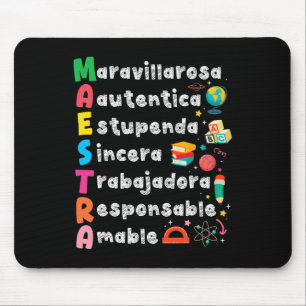 Mousepad Mestra Acrônimo Professora de Espanhol Volta às Au