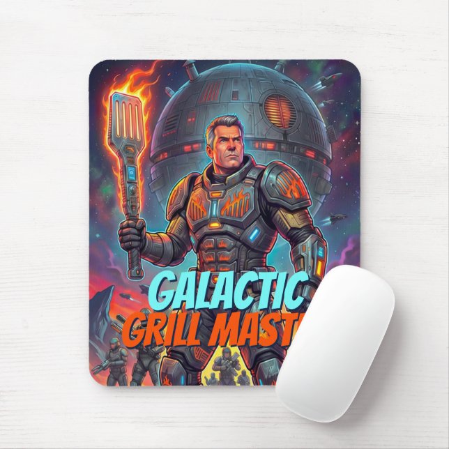 Mousepad Mestre da Churrasqueira Galáctica Funny Sci-Fi Pop (Com mouse)