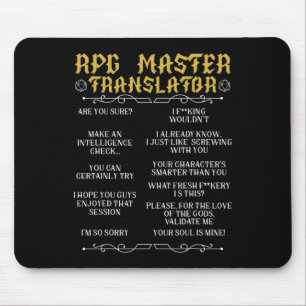 Mousepad Mestre Tradutor Rpg D20 Jogos de Mesa Engraçado Rp