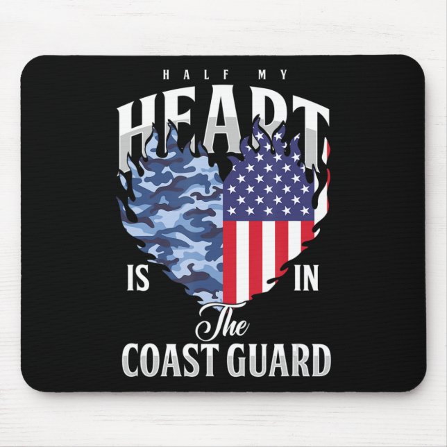 Mousepad Metade Do Meu Coração Na Guarda Costeira, Marinho  (Frente)