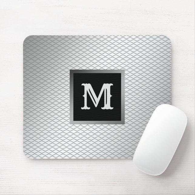 Mousepad Metais De Prata De Luxo Elegante Monogramados (Com mouse)