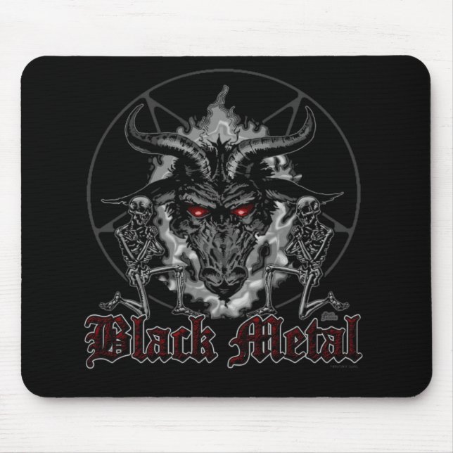 Mousepad Metal do preto do Pentagram de Baphomet (Frente)