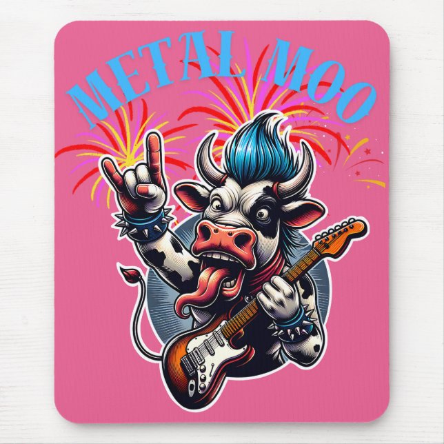 Mousepad    Metal Moo-d – Rockin' Cow with a Guitar (Frente)