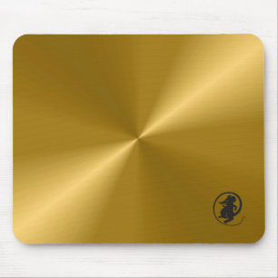Mousepad Metálico Dourado com Bloco de Mouse do Logotipo Ge