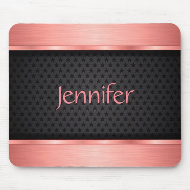 Mousepad Metálico Dourado Rosa moderno (Frente)