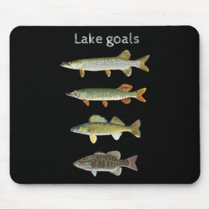 Mousepad Metas do Lago Pesca Musky Pike Walleye Boca Pequen
