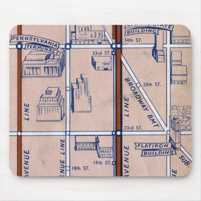 MOUSEPAD METRO MAPA DE NEW YORK, 1940 2 (Frente)