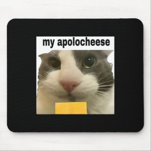 Mousepad Meu Apolocheese Meme de Gato Engraçado Brainrot Hu